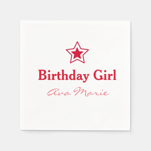 Star Birthday Girl Party Serviette (Vorderseite)