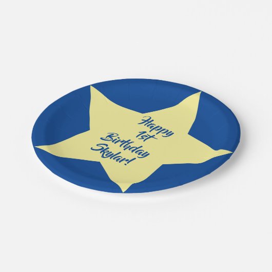 Star Birthday Party Pappteller (Schrägansicht)