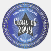 Star Blue Class Abschluss Sticker Siegel (Vorderseite)