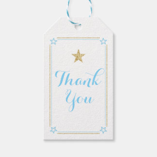 Star Blue Gold Glitzer Vielen Dank Geschenkanhänger