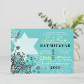 STAR BLUME Bat Mitzvah Einladung (Stehend Vorderseite)