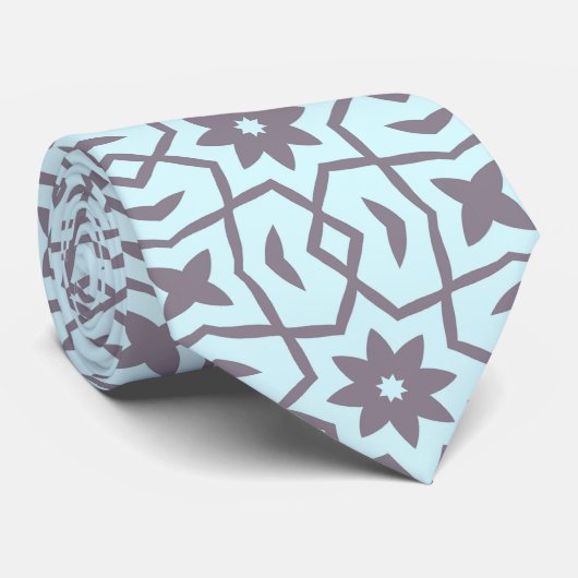 Star-Blume in Grau auf blass blau Krawatte (Gerollt)