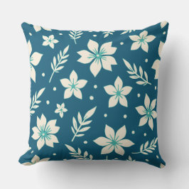 Star Blume und Blätter Creme und Aquamarin Kissen