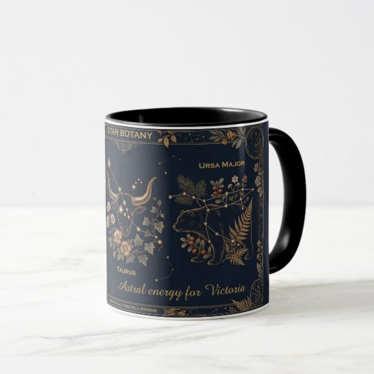 Star Botany Vintage Celestial Gold & Navy Tasse (VorderseiteRechts)