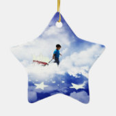 Star Boy mit wenig Rotem Wagen der Sterne Keramikornament (Hinten)