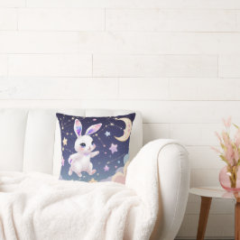 Star Bunny Throw Pillow – Pastel Galaxy Rabbit Kissen