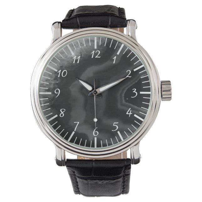 Star Burst Black Agate, Cooler Naturstein Einzigar Armbanduhr (Vorderseite)