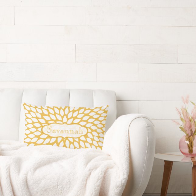 Star Burst Blume Gelbes Personalisiertes Kissen (Liege)