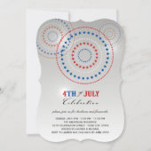 Star Bursts Fireworks Amerikanische Unabhängigkeit Einladung (Vorderseite)