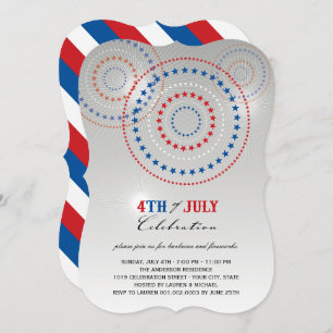 Star Bursts Fireworks Amerikanische Unabhängigkeit Einladung