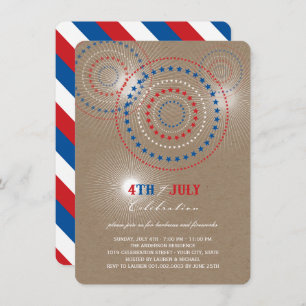 Star Bursts Fireworks Amerikanische Unabhängigkeit Einladung