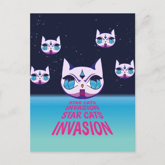 Star Cats Invasion Postkarte (Vorderseite)