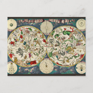 Star Chart Celestial Map Vintag Astronomie Postkarte