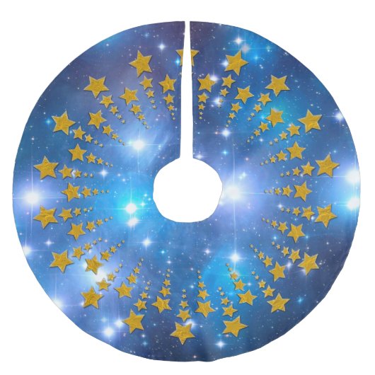 Star Circle Gold I + Ihr Backgr. Ideen Polyester Weihnachtsbaumdecke (Vorderseite)