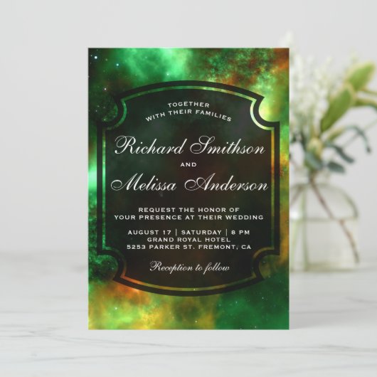 Star Clusters Space Galaxy Einladung zur Hochzeit (Stehend Vorderseite)