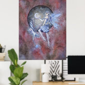 Star Collector Faiy and Owl Fantasy Art Poster (Heimbüro)