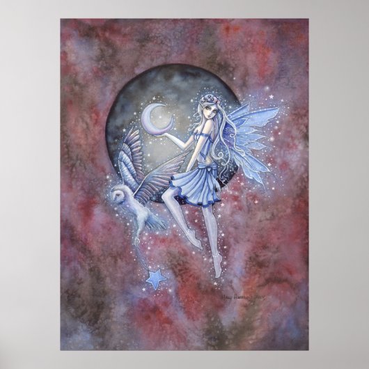 Star Collector Faiy and Owl Fantasy Art Poster (Vorne)