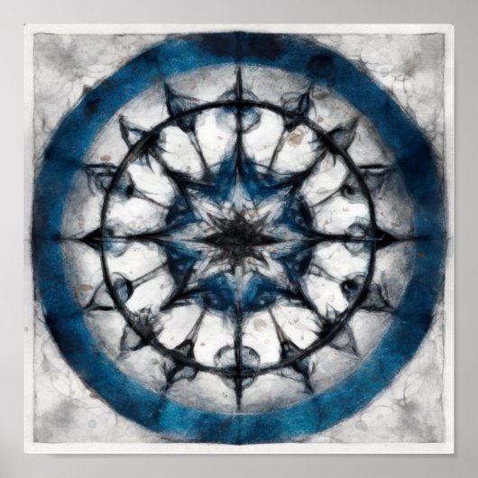 Star Compass Mandala Square Poster (Vorne)