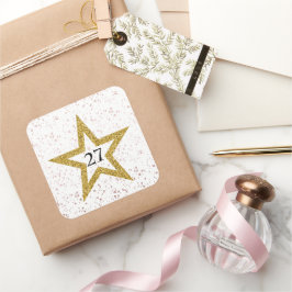 Star Confetti Nummer Special Rosa Gold Weißes Part Quadratischer Aufkleber