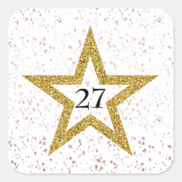 Star Confetti Nummer Special Rosa Gold Weißes Part Quadratischer Aufkleber