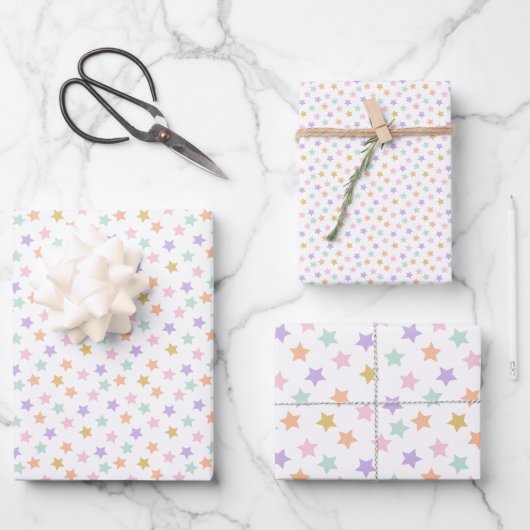 Star Confetti (Pastel) Geschenkpapier Set (Vorderseite)