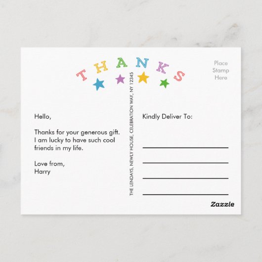 Star Danke | Foto Baby Danke Postcard Postkarte (Rückseite)