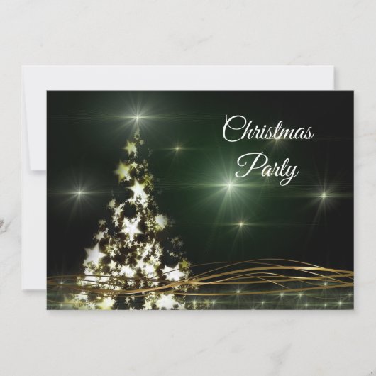 Star Decorated & Golden Wirbel Weihnachts-Party Einladung (Vorderseite)