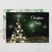 Star Decorated & Golden Wirbel Weihnachts-Party Einladung (Vorne/Hinten)