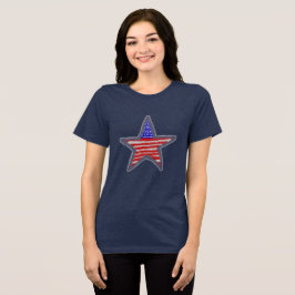 Star der amerikanischen Flagge Glitzer Tri-Blend Shirt