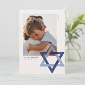 Star der David Hanukka Foto-Karte Einladung (Stehend Vorderseite)