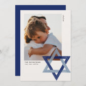 Star der David Hanukka Foto-Karte Einladung (Vorne/Hinten)