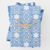 Star des David Floral Hanukkah-Set Geschenkpapier Set (Beispiel)