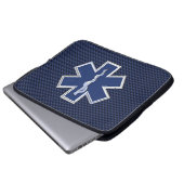Star des Lebens paramedic Emergency Blue Carbon St Laptopschutzhülle (Vorne Knopf)