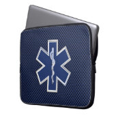 Star des Lebens paramedic Emergency Blue Carbon St Laptopschutzhülle (Vorderseite Links)
