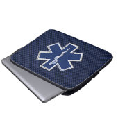 Star des Lebens paramedic Emergency Blue Carbon St Laptopschutzhülle (Vorne Knopf)