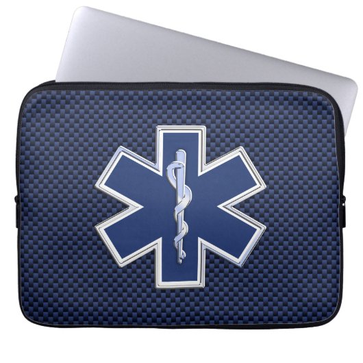 Star des Lebens paramedic Emergency Blue Carbon St Laptopschutzhülle (Vorderseite)