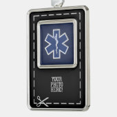 Star des Lebens paramedic Emergency Blue Carbon St Rahmen-Ornament Silber (Links)
