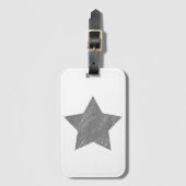 Star Distressed Grau Vintag Star Gepäckanhänger (Vorderseite Vertikal)