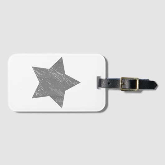 Star Distressed Grau Vintag Star Gepäckanhänger (Vorderseite (Horizontal))