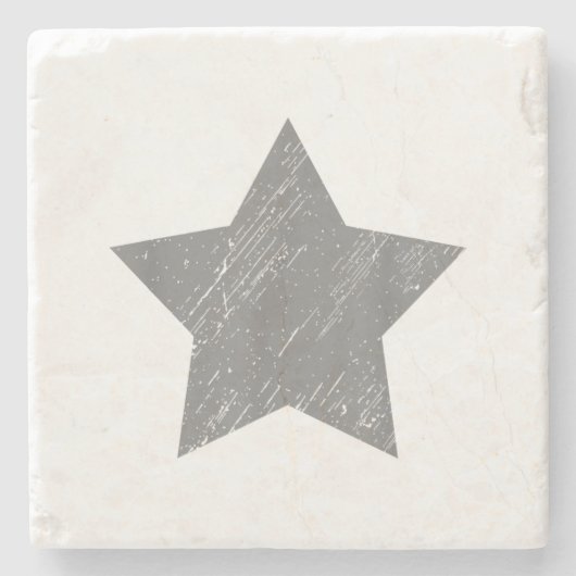 Star Distressed Grau Vintag Star Steinuntersetzer (Vorderseite)