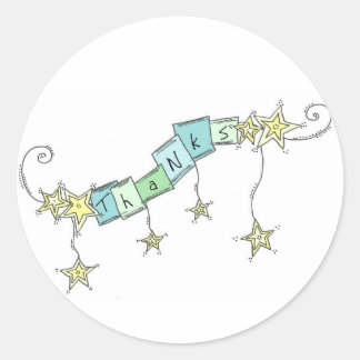 Star Doodles, vielen Dank Runder Aufkleber