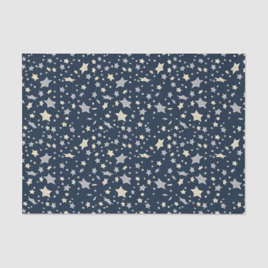 Star Elegant Modernes Blau Seidenpapier (Vorderseite)