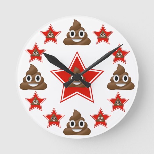 Star Emoji Poo Runde Wanduhr (Vorderseite)