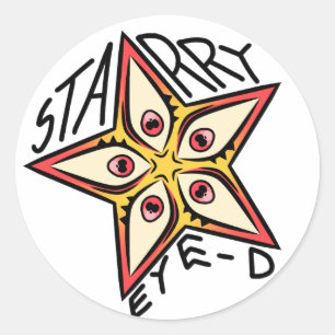 Star Eye Pink Yellow Red Runder Aufkleber