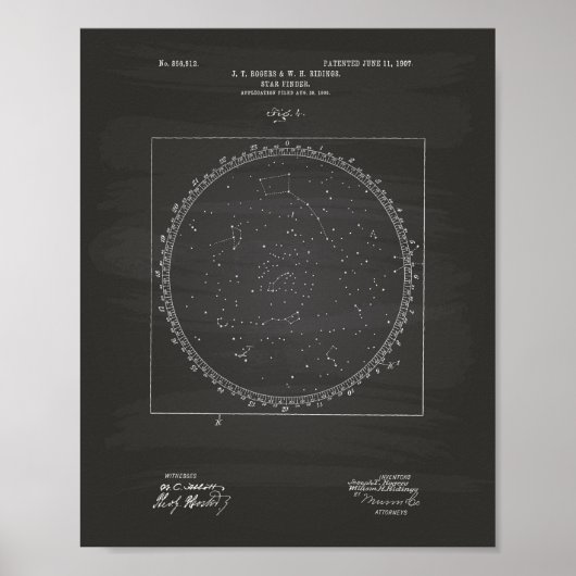 Star Finder 1907 Patent Art Chalkboard Poster (Vorne)