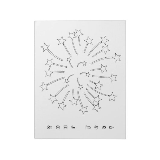 Star Fireworks-Kontur - Textsymbole Notizblock (Rotiert)