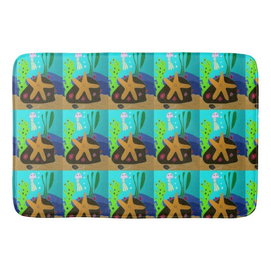 Star Fish and Jelly Fish Bathroom Mat Badematte (Vorderseite)