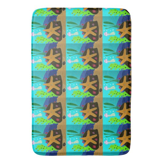 Star Fish and Jelly Fish Bathroom Mat Badematte (Vorderseite Vertikal)