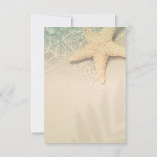 Star Fish Sand Beach Hochzeit Einladung (Rückseite)