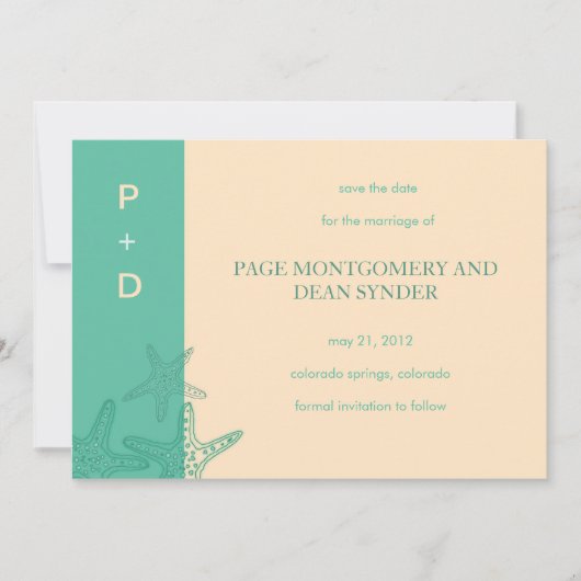 Star Fish - Speichern Sie die Datumskarten Save The Date (Vorderseite)